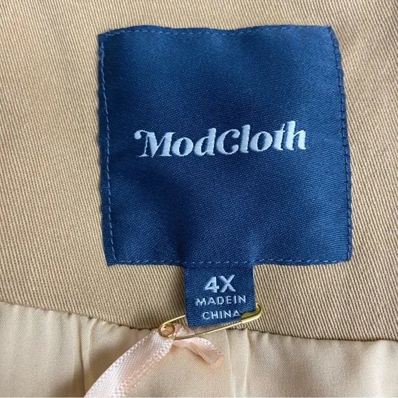 NWT Modcloth Trench Coat Tan 4X Plus Size - Picture 3 of 15